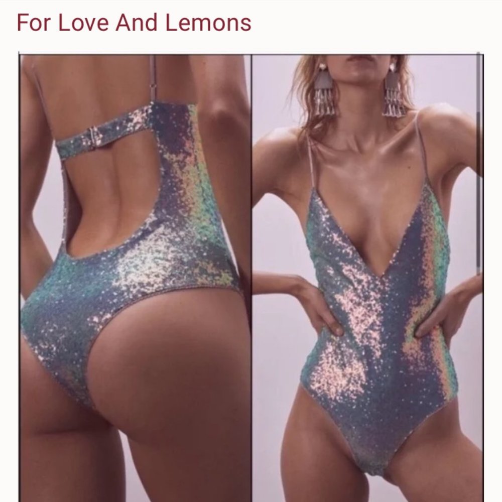 For Love and Lemons Iridescent Sequin Bodysuit